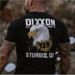DIXXON Black Tee with Eagle and Sturgis Graphic Mens 2X new “Let Freedom Caw”
